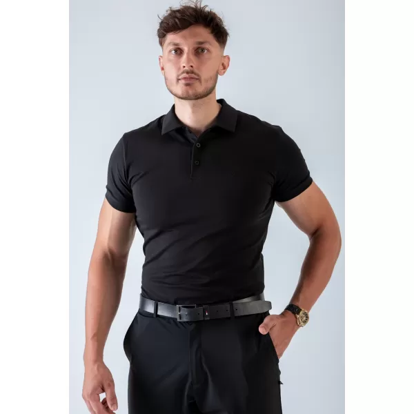  Tricouri pentru bărbați NEBBIA MIKE MUSCLE FIT POLO 157 NEGRU 