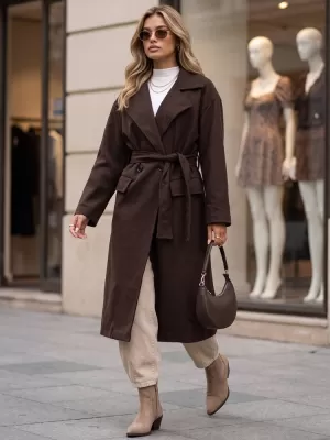 Palton de damă DSTREET NY0785 MARO
