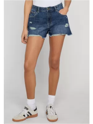 Pantaloni scurți de damă URBAN CLASSICS TB8193 ALBASTRU MEDIU PROFUND SPĂLAT