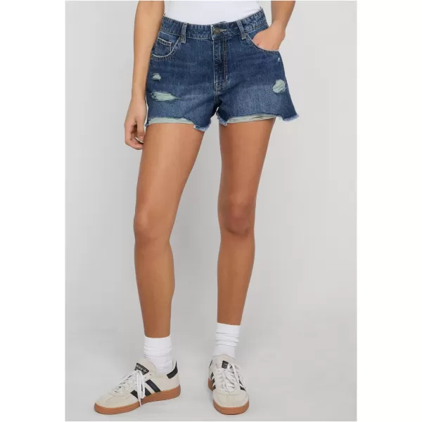  Pantaloni scurți de damă URBAN CLASSICS TB8193 ALBASTRU MEDIU PROFUND SPĂLAT 