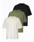 Tricou pentru bărbați OMBRE OM-TSBC-0291 NEGRU/ALB MURDAR/MĂSLINIU PAL