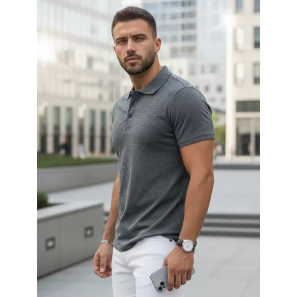  Tricou pentru bărbați cu guler DSTREET PX0509 GRI ÎNCHIS 