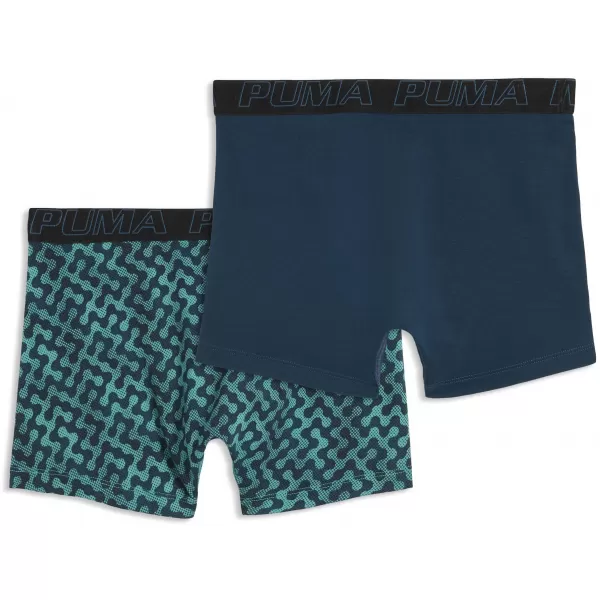  Boxeri pentru bărbați PUMA MEN GRAPHICAL PRINT BOXERS 2P 94780403 COMBO VERDE 