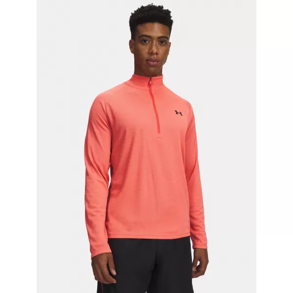  Tricou pentru bărbați UNDER ARMOUR TECH TEXTURED 1/2 ZIP 1382797-690 ROŞU 