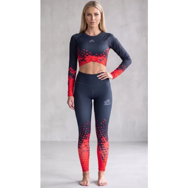  Jambiere premium pentru femei (marimi noi) ALTISPORT VOJ/ALW109LEG05 ROȘU-NEGRU 