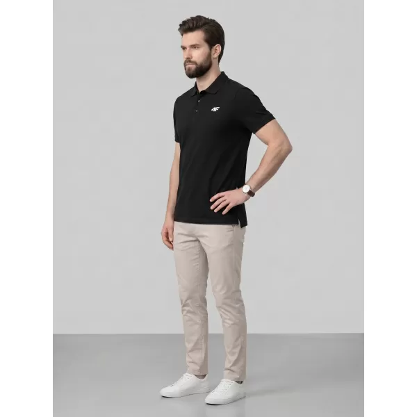  Tricou pentru bărbați cu guler 4F WMM00TPTSM0771 NEGRU ADÂNC 