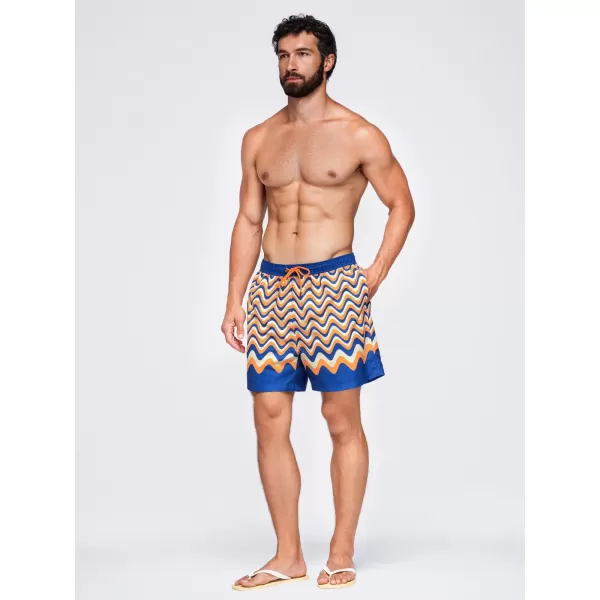  Pantaloni scurți pentru bărbați OMBRE OM-SRSS-0221 PORTOCALIU ȘI ALBASTRU 