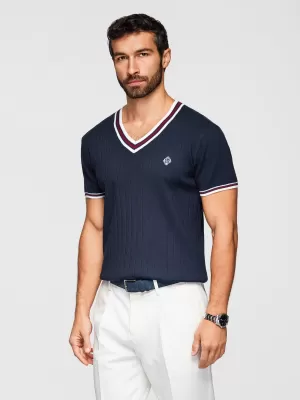 Tricou pentru bărbați OMBRE OM-TSCT-0266 ALBASTRU MARIN