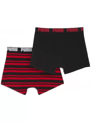 Boxeri pentru bărbați PUMA MEN EVERYDAY HERITAGE STRIPE BOXER 93832605 ROȘU/NEGRU