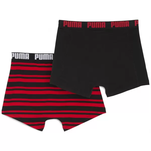  Boxeri pentru bărbați PUMA MEN EVERYDAY HERITAGE STRIPE BOXER 93832605 ROȘU/NEGRU 