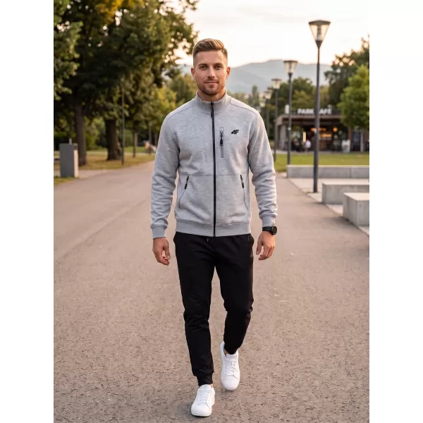  Hanorac pentru bărbați 4F WMM00TSWSM2547 MELANGE GRI DESCHIS RECE 