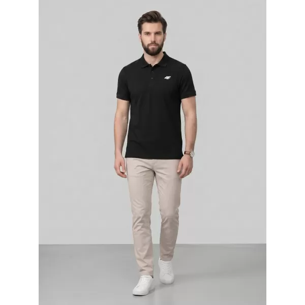  Tricou pentru bărbați cu guler 4F WMM00TPTSM0771 NEGRU ADÂNC 