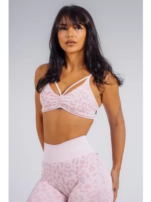 Sutien sport cu suport mediu cu imprimeu leopard NEBBIA PRIMAL 854 LEOPARD ROZ