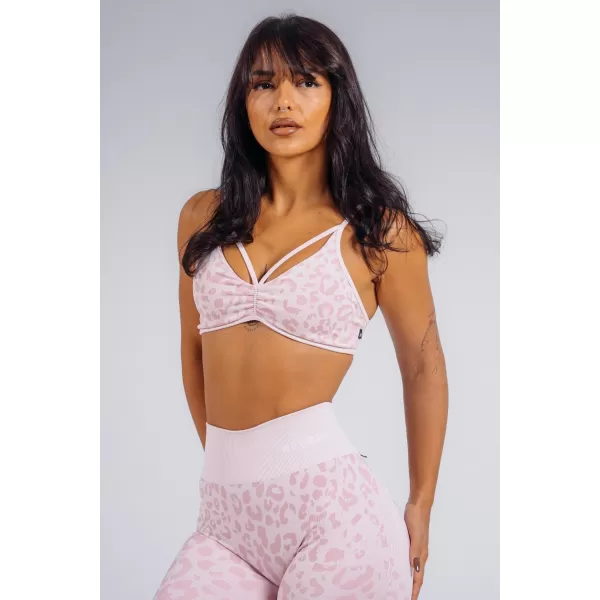 Sutien sport cu suport mediu cu imprimeu leopard NEBBIA PRIMAL 854 LEOPARD ROZ 