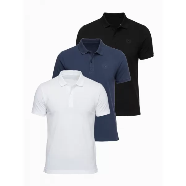  Tricou pentru bărbați cu guler OMBRE OM-POBS-0171 NEGRU/BLEUMARIN/ALB 