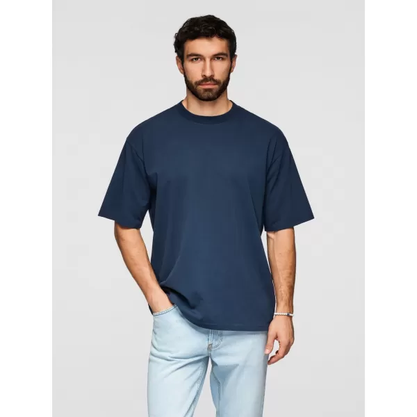  Tricou pentru bărbați OMBRE OM-TSBC-0291 ALB MURDAR/MĂSLINIU PAL/MARIN 
