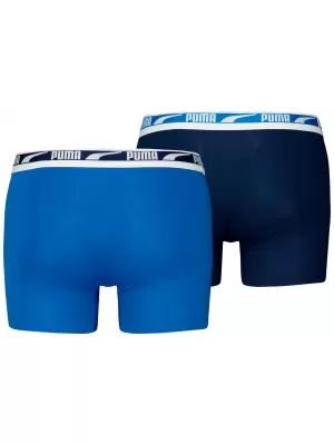 Boxeri pentru bărbați PUMA MEN EVERYDAY MULTI LOGO BOXER 2P 93832504 COMBINAȚIE ALBASTRĂ