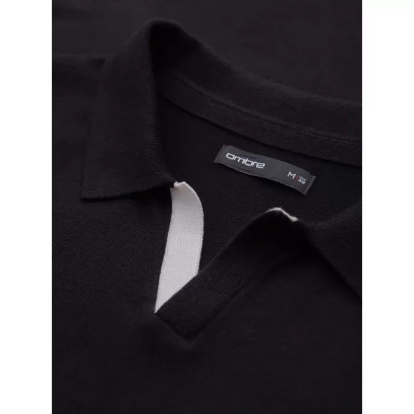  Tricou pentru bărbați cu guler OMBRE OM-POLS-0138 NEGRU 