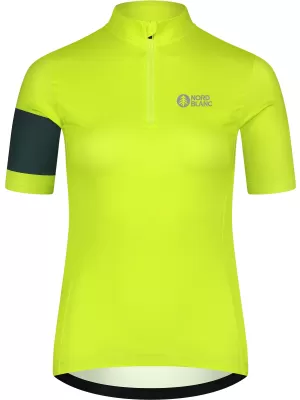 Tricou de ciclism pentru femei NORDBLANC ENTHUSIAST NBSLF8084 VERDE STRĂLUCITOR
