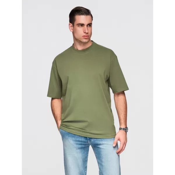  Tricou pentru bărbați OMBRE OM-TSBC-0291 NEGRU/ALB MURDAR/MĂSLINIU PAL 