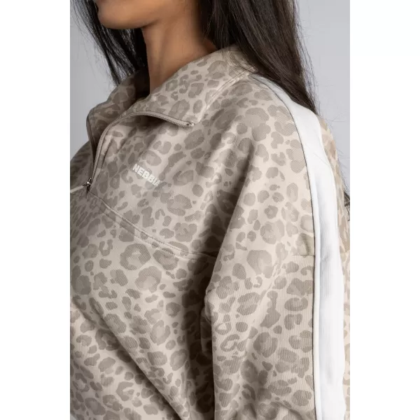  Hanorac cu jumătate de fermoar cu imprimeu leopard NEBBIA PRIMAL 866 LEOPARD CREM 