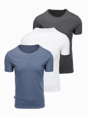 Tricou pentru bărbați OMBRE OM-TSBS-0268 DENIM ALB/GRAFIT/ALBASTRU