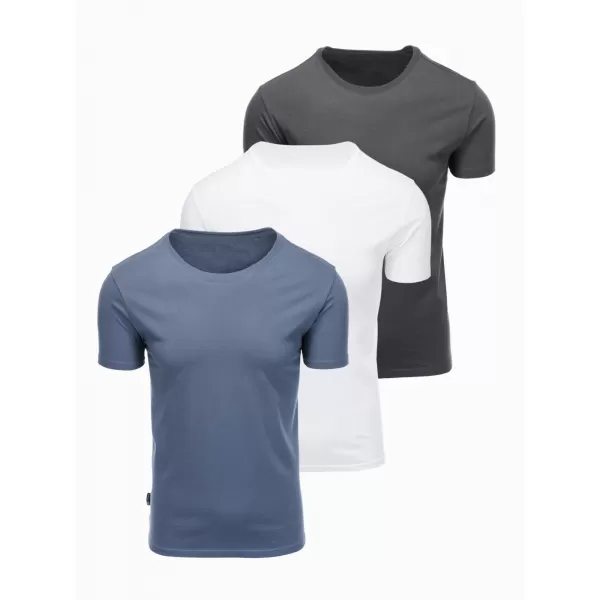  Tricou pentru bărbați OMBRE OM-TSBS-0268 DENIM ALB/GRAFIT/ALBASTRU 