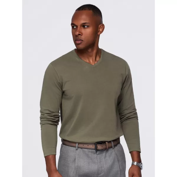  Tricou pentru bărbați OMBRE OM-LSBL-0143 MĂSLINE ÎNCHISE 