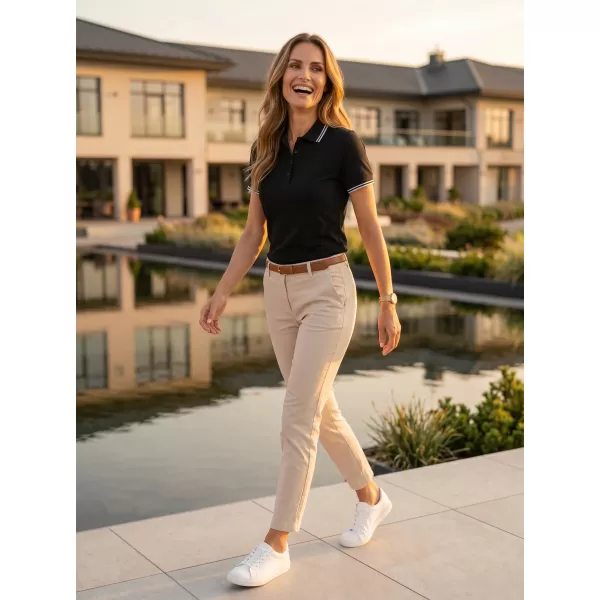  Tricou de damă cu guler MALFINI FOCUS 233 NEGRU 