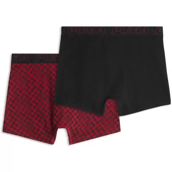  Boxeri pentru bărbați PUMA MEN GRAPHICAL PRINT BOXERS 2P 94780402 COMBO ROȘU 