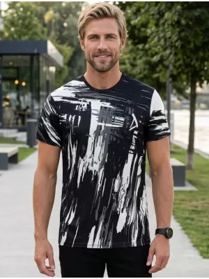 Tricou funcțional premium pentru bărbați ALTISPORT VOJ/ALM010TR01 NEGRU/FILDEȘ