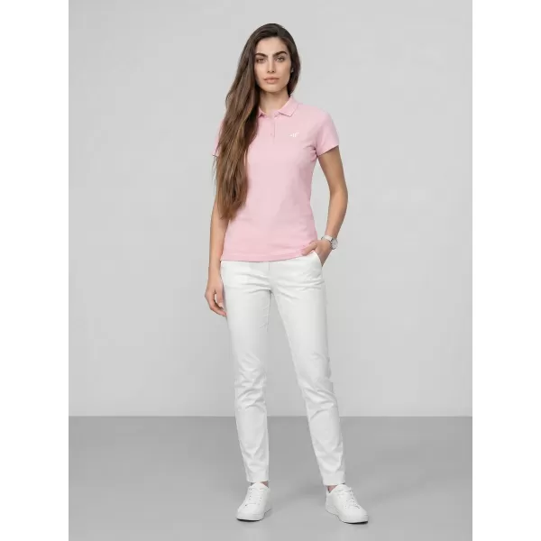  Tricou de damă cu guler 4F WMM00TPTSF0768 ROZ DESCHIS 