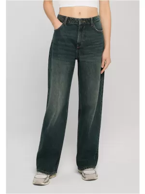 Pantaloni de dama URBAN CLASSICS TB8141 ALBASTRU MIJLOCIU ADÂNC SPĂLAT MURDAR