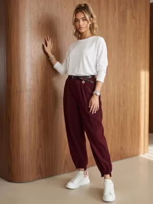 Pantaloni de dama DSTREET UY3173 BURGUNDIA