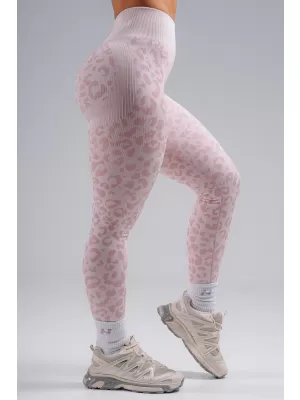 Jambiere compresive push-up cu imprimeu leopard NEBBIA PRIMAL 849 LEOPARD ROZ