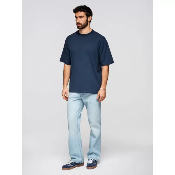 Tricou pentru bărbați OMBRE OM-TSBC-0291 ALB MURDAR/MĂSLINIU PAL/MARIN 