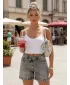 Pantaloni scurți de damă DSTREET SY0523 GRI DESCHIS