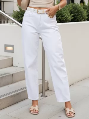 Pantaloni de dama DSTREET UY3054 ALB