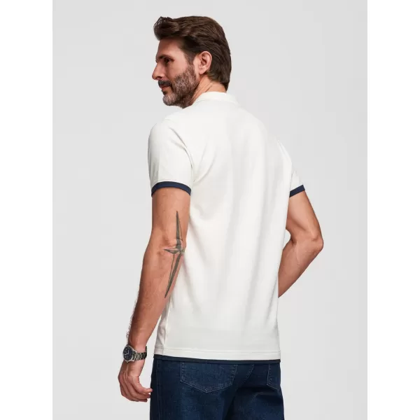  Tricou pentru bărbați cu guler OMBRE OM-POSS-0170 ALB 
