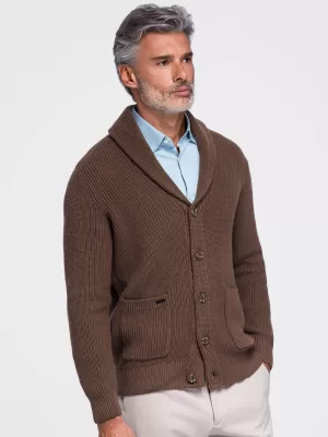 Cardigan pentru bărbați OMBRE OM-SWCD-0200 MARO