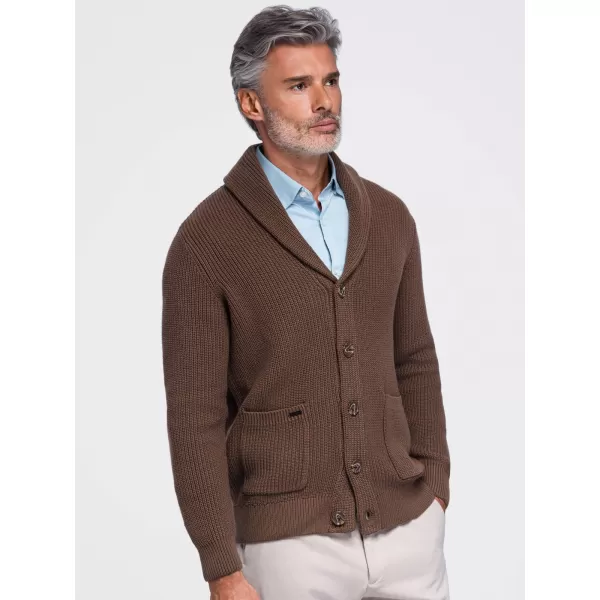  Cardigan pentru bărbați OMBRE OM-SWCD-0200 MARO 