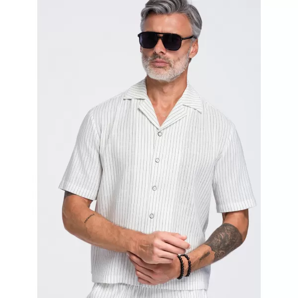  Cămașă pentru bărbați OMBRE OM-SHSS-0222 APROAPE ALB 