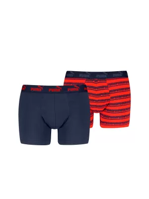 Boxeri pentru bărbați PUMA ELEMENTS MEN STRIPED BOXERS 2P 93884205 ROȘU/BLEUMARIN