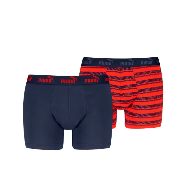  Boxeri pentru bărbați PUMA ELEMENTS MEN STRIPED BOXERS 2P 93884205 ROȘU/BLEUMARIN 