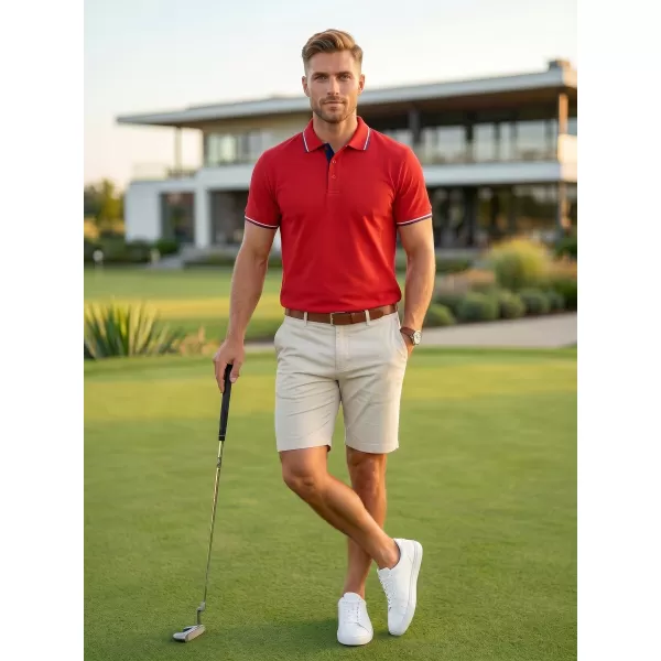  Tricou pentru bărbați cu guler MALFINI FOCUS 232 ROŞU 