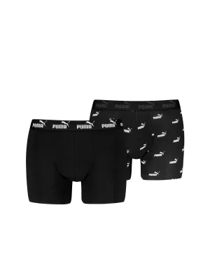 Boxeri pentru bărbați PUMA ELEMENTS MEN LOGO PRINT BOXERS 2P 93875405 NEGRU