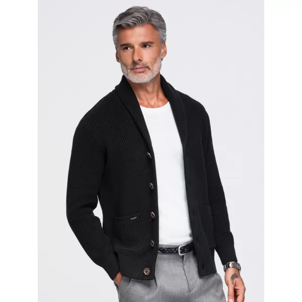  Cardigan pentru bărbați OMBRE OM-SWCD-0200 NEGRU 