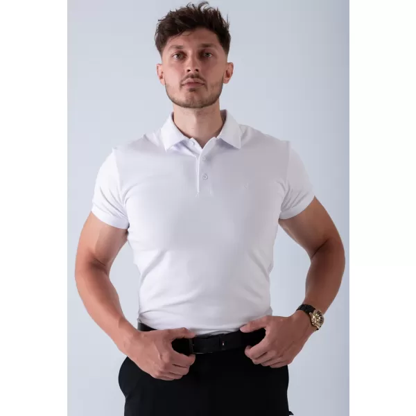  Tricouri pentru bărbați NEBBIA MIKE MUSCLE FIT POLO 157 ALB 
