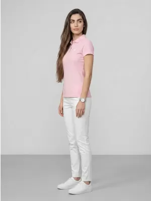 Tricou de damă cu guler 4F WMM00TPTSF0768 ROZ DESCHIS