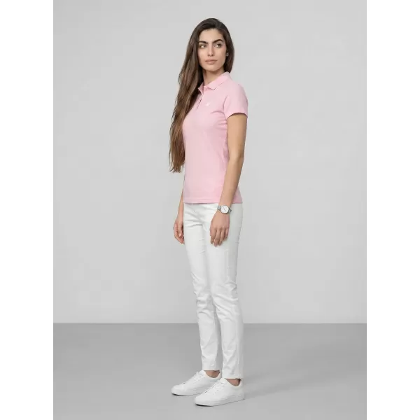  Tricou de damă cu guler 4F WMM00TPTSF0768 ROZ DESCHIS 